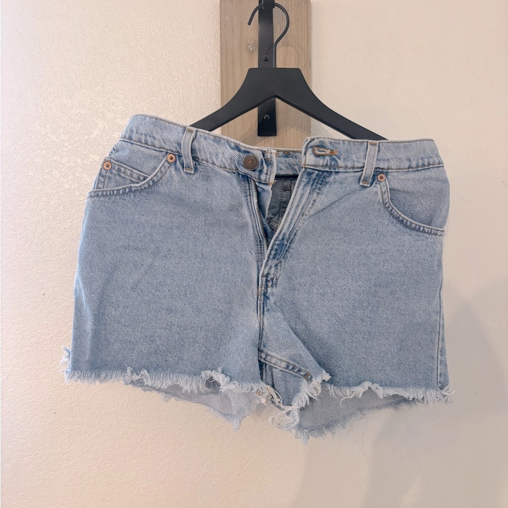 Levi's Blue Jean Shorts Distressed Frayed Hem